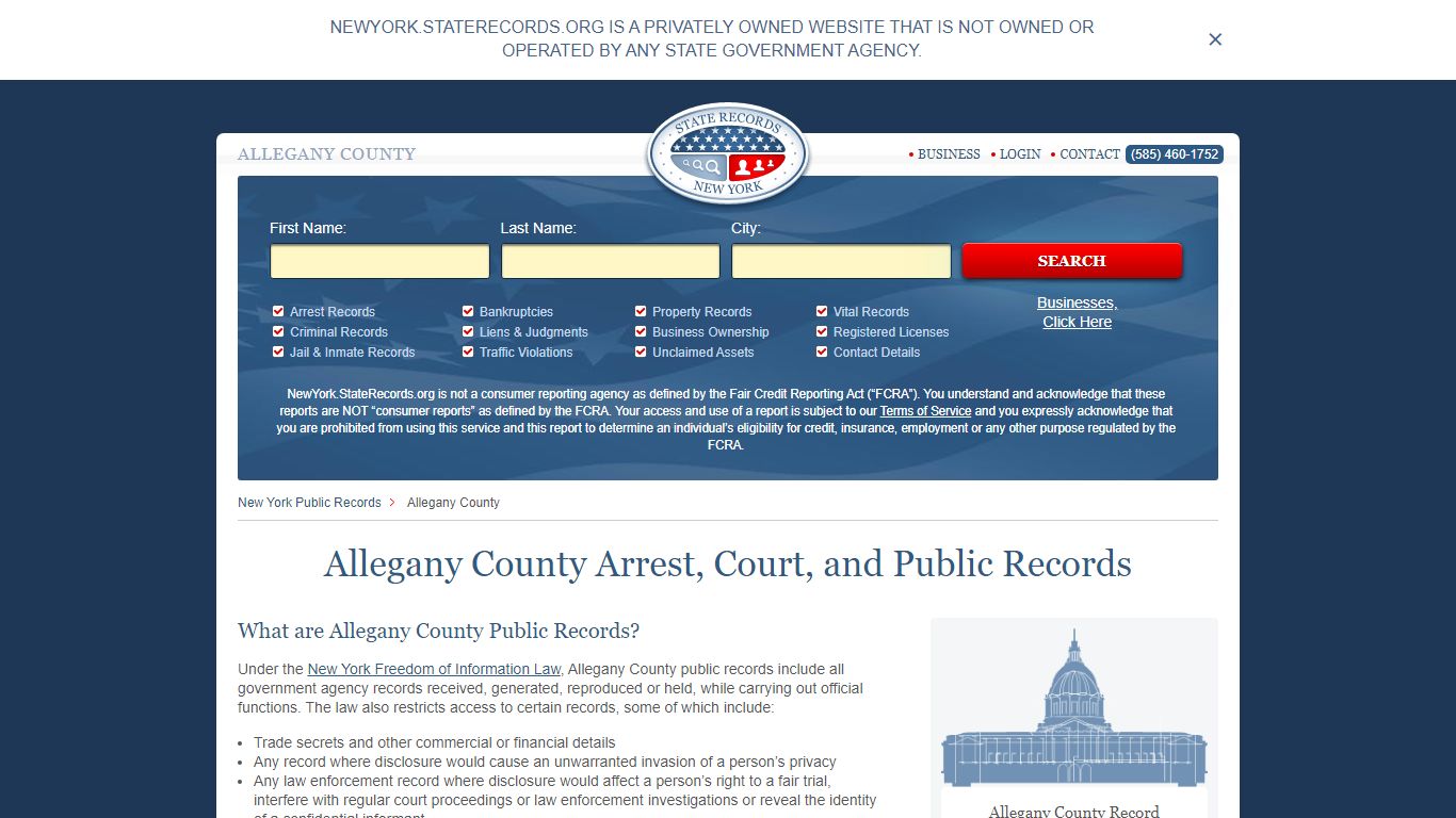 Allegany County Arrest, Court, and Public Records