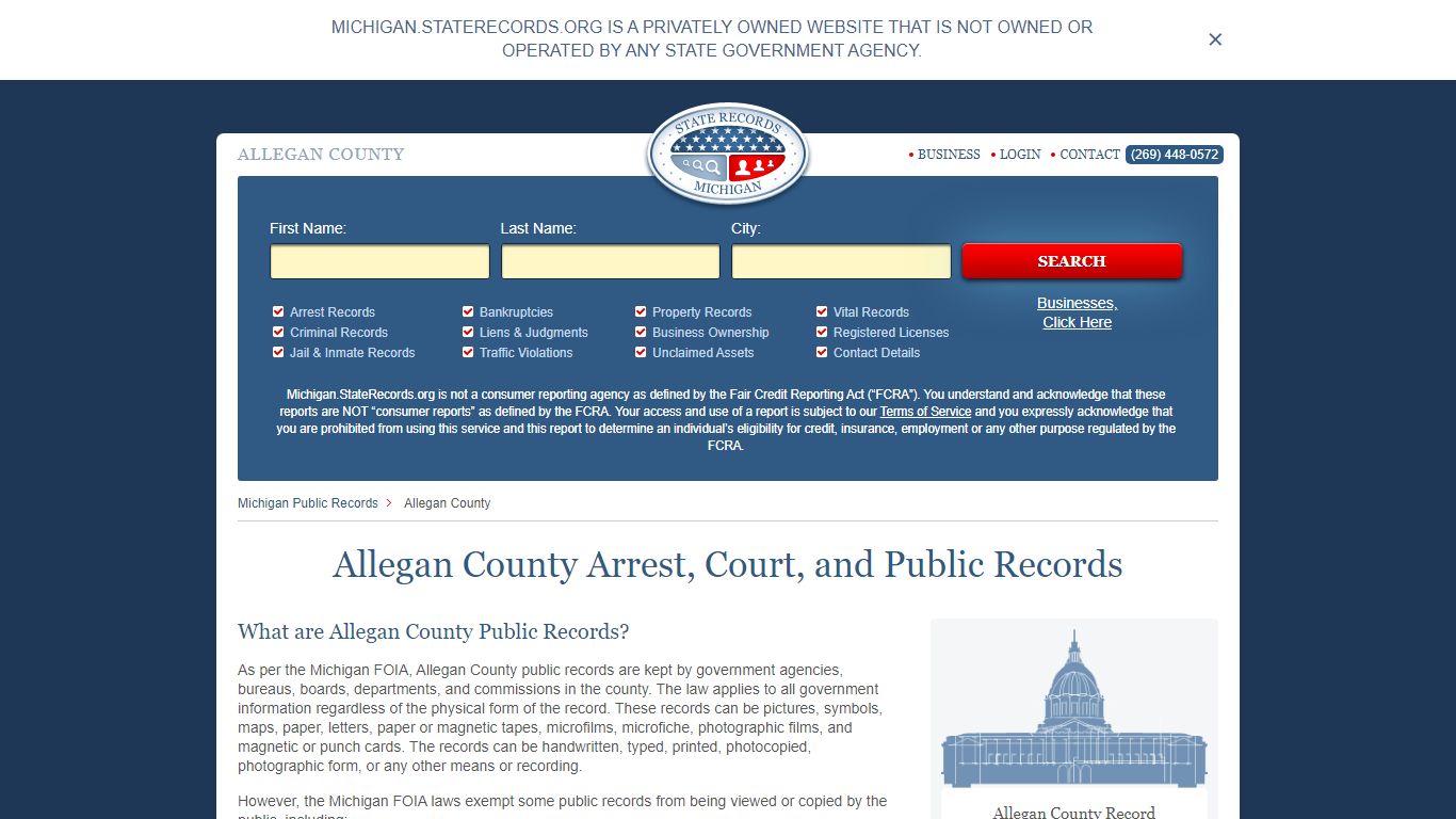 Allegan County Arrest, Court, and Public Records